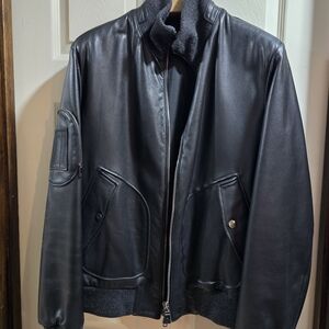 Zegna Sport Leather Bomber Jacket